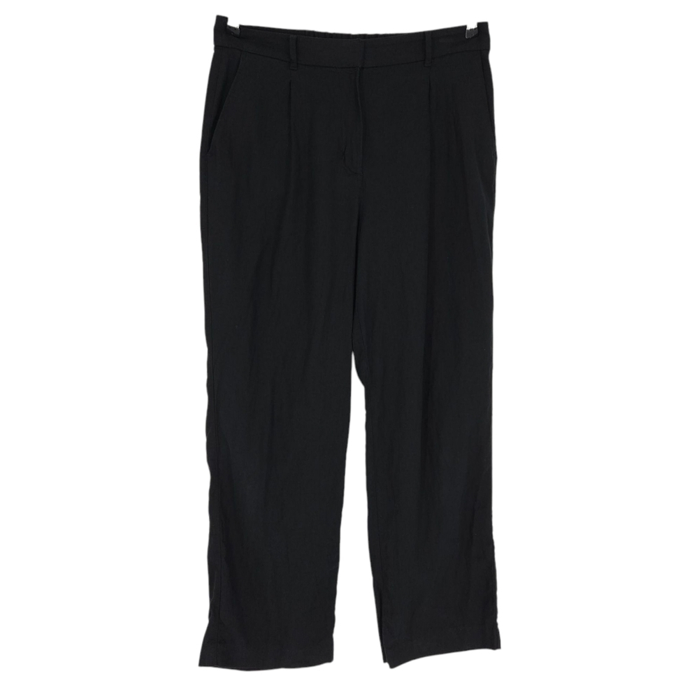 Old Navy Wide Straight Pants Linen Black Pleated Extra High Rise Trouser Large